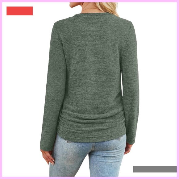 Long Sleeve Ruched Tunic Sweater, Trendy Fall Winter Top, Women's Sizes S-XXL - Picture 4 of 4